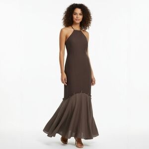 100% Linen Two Tone Halter Maxi Dress – Backless Coastal Mermaid Resort – 6